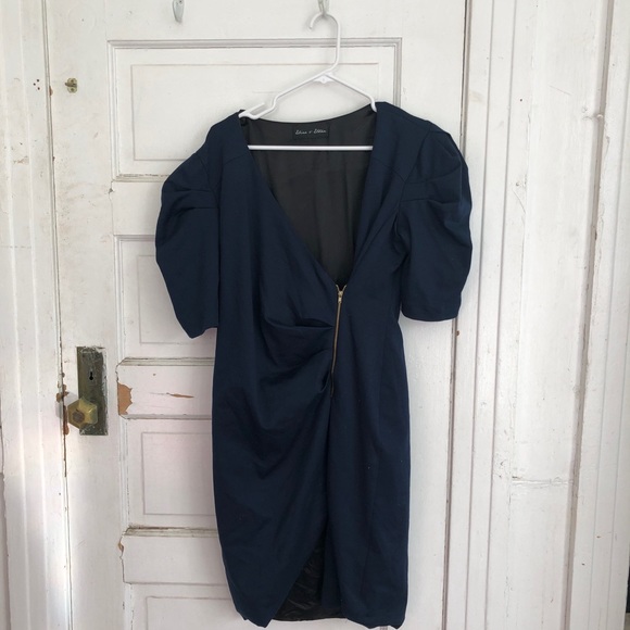 Eliza and Ethan Blue Asymmetrical Zip Dress - Picture 1 of 5